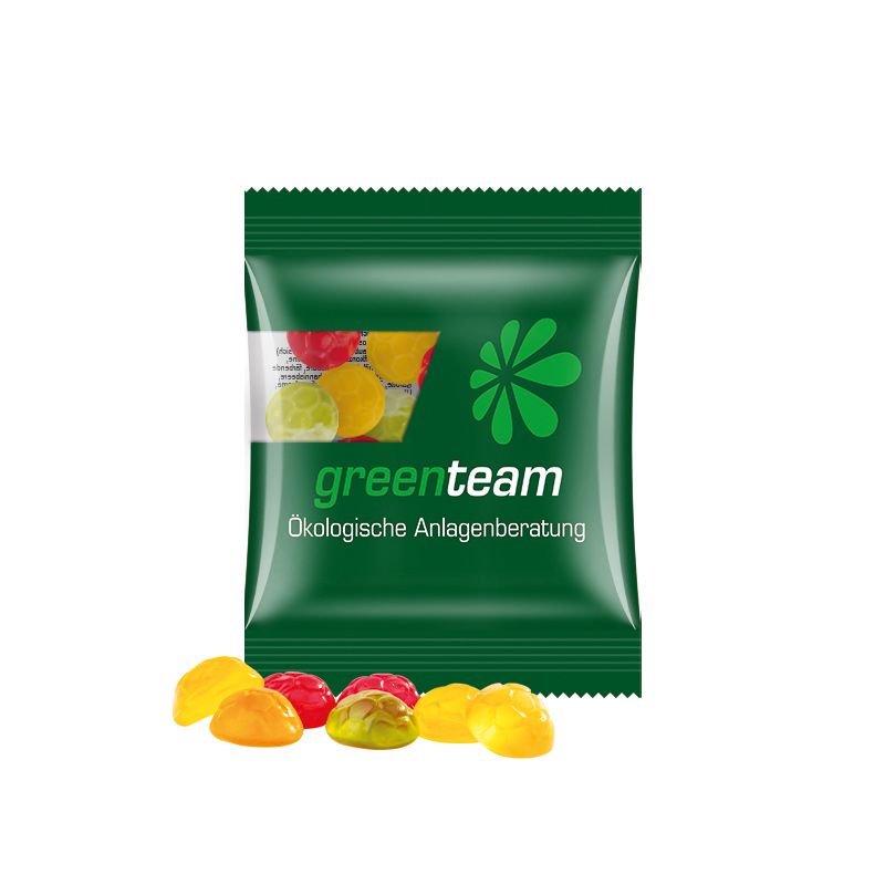 Minitüte,15 g, kompostierbare Folie transparent, Trolli Fruchtgummi Fußbälle