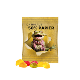 Minitüte, 15 g, Folie weiß mit ca. 50% Papieranteil, Trolli Fruchtgummi Fußbälle