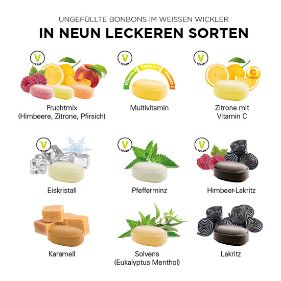 Zitronen mit Vitamin C Bonbon im weißen, kompostierbaren Wickler