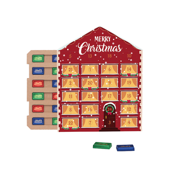 Täfelchen Adventskalender Haus ECO, 24 Lindt Schokotäfelchen