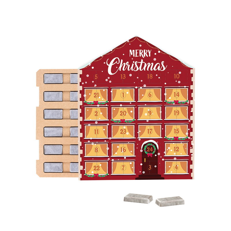 Täfelchen Adventskalender Haus ECO, Napolitain in Pergaminpapier