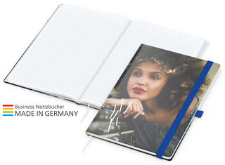 Notizbuch Match-Book White Bestseller A4 Cover-Star matt-individuell, mittelblau