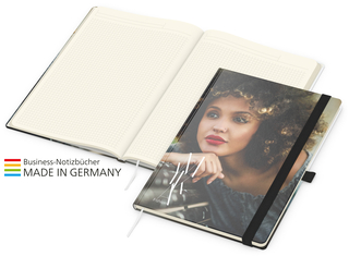 Notizbuch Match-Book Creme Bestseller A4 Cover-Star gloss-individuell, schwarz