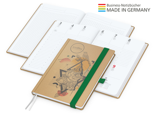 Buchkalender Match-Hybrid White Bestseller A4, Natura braun-individuell, grün