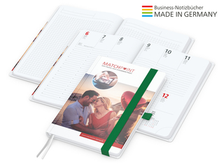Buchkalender Match-Hybrid White Bestseller A5, Cover-Star gloss-individuell, grün