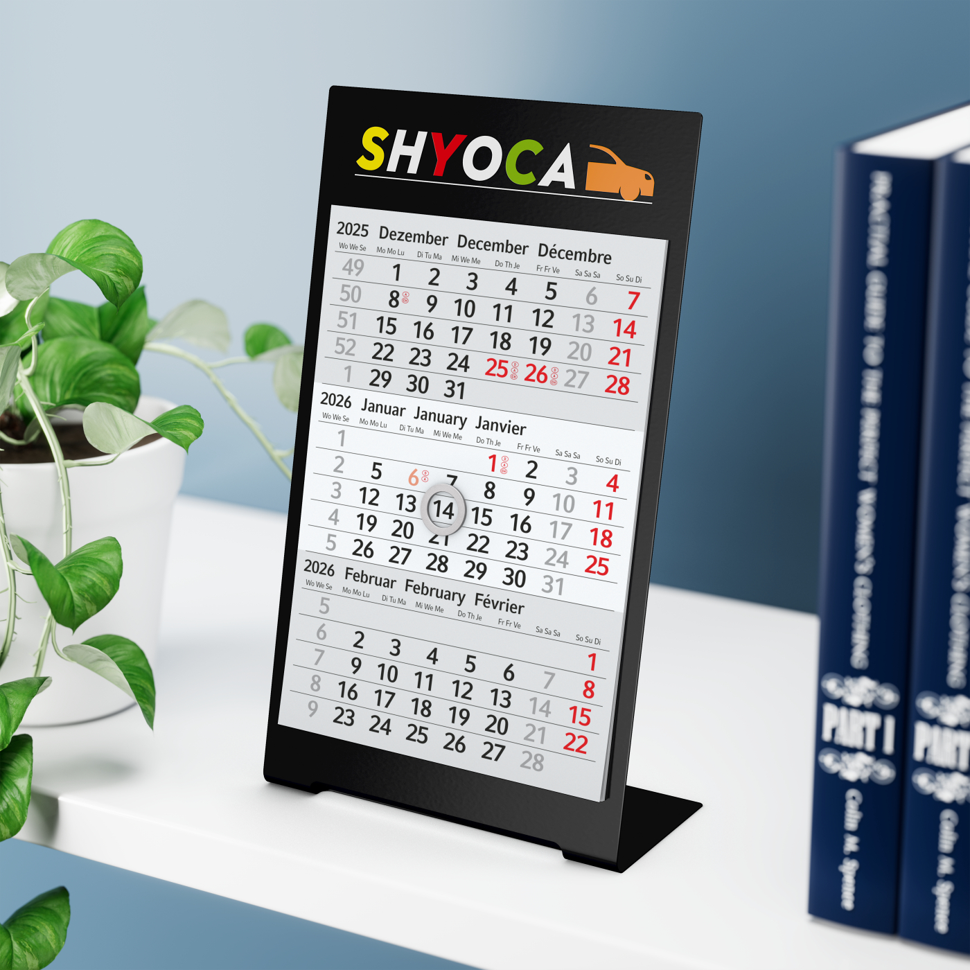 Tischkalender Desktop 3 Color Bestseller, 2 Jahre, schwarz