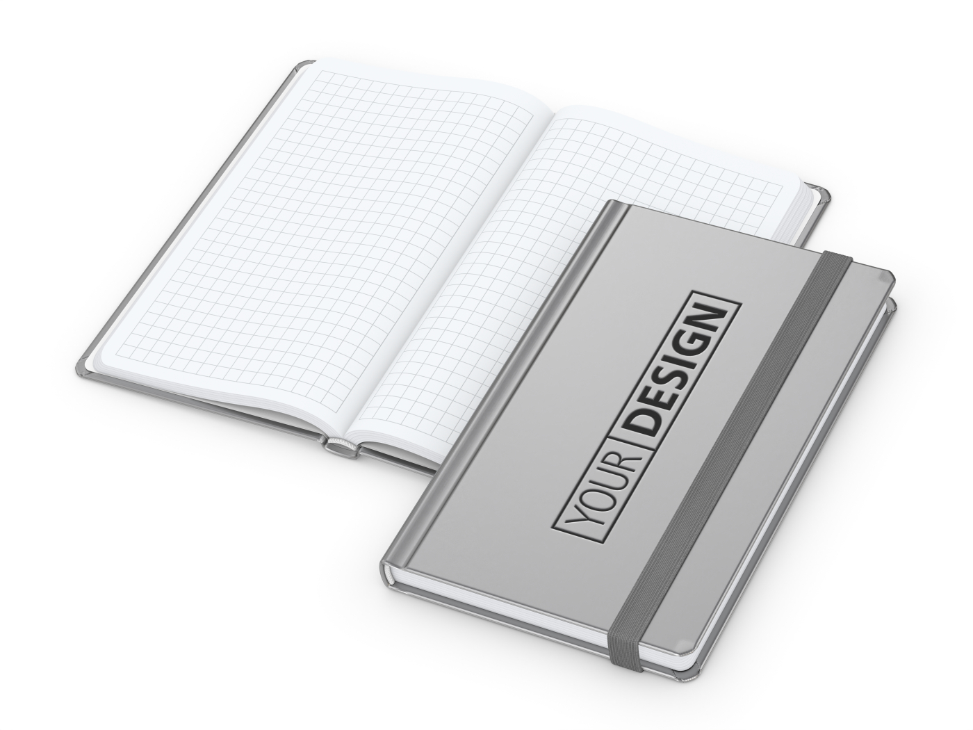 Notizbuch Easy-Book Comfort Bestseller, Pocket, silber inkl. Prägung schwarz-glänzend