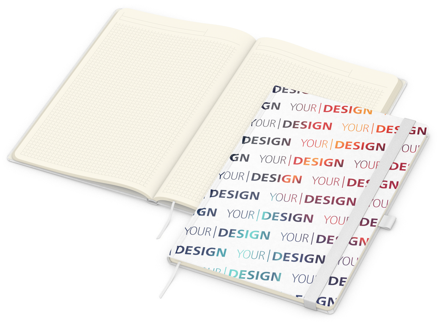Notizbuch Match-Book Creme Bestseller, A4, Natura, individuell, weiß