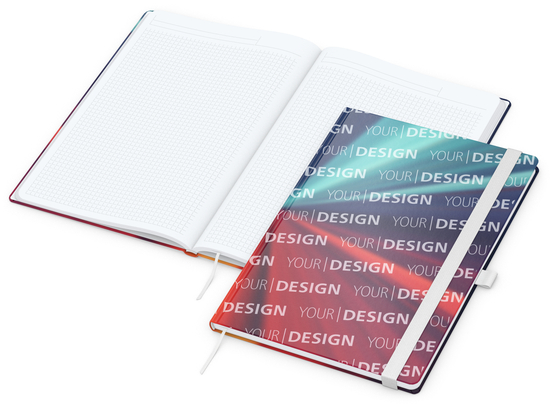 Notizbuch Match-Book White Bestseller, A4, Cover-Star, matt-individuell, weiß