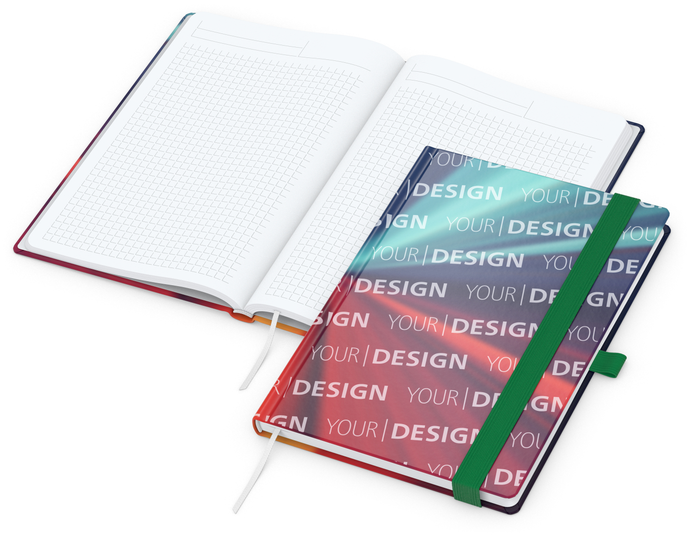 Notizbuch Match-Book White Bestseller, A5, Cover-Star, matt-individuell, grün
