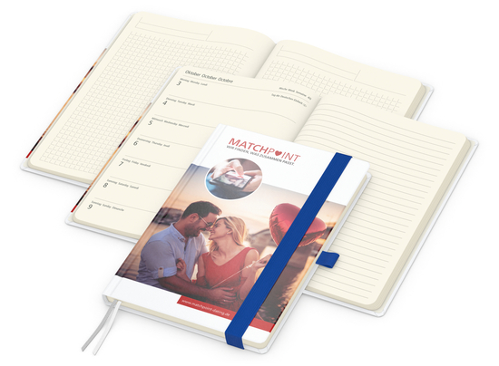 Wochenplaner Match-Hybrid Creme Bestseller, Cover-Star gloss, mittelblau