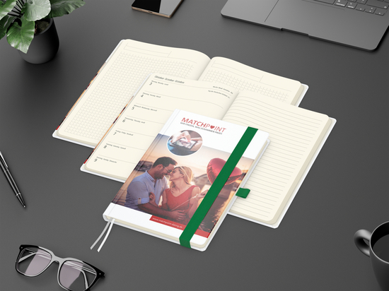 Wochenplaner Match-Hybrid Creme Bestseller, Cover-Star matt, grün