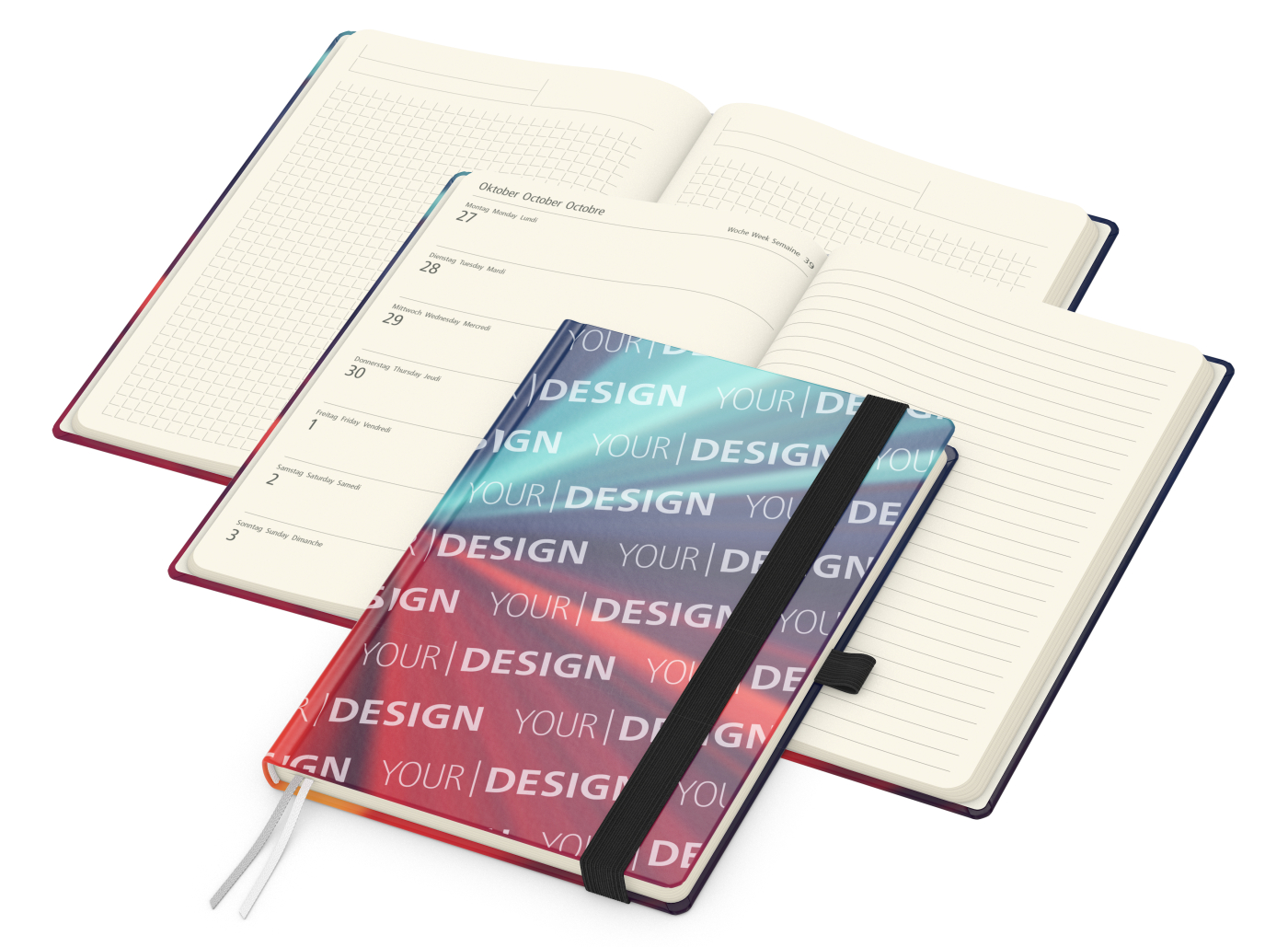 Wochenplaner Match-Hybrid Creme Bestseller, Cover-Star matt, schwarz