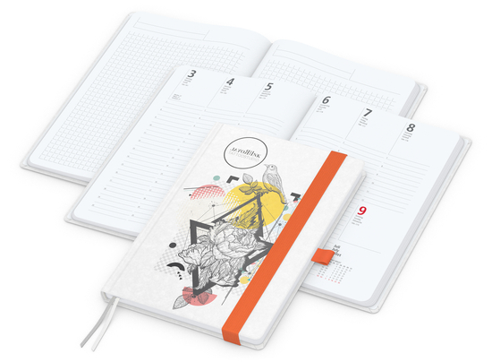 Wochenplaner Match-Hybrid White Bestseller, A5, Natura individuell, orange