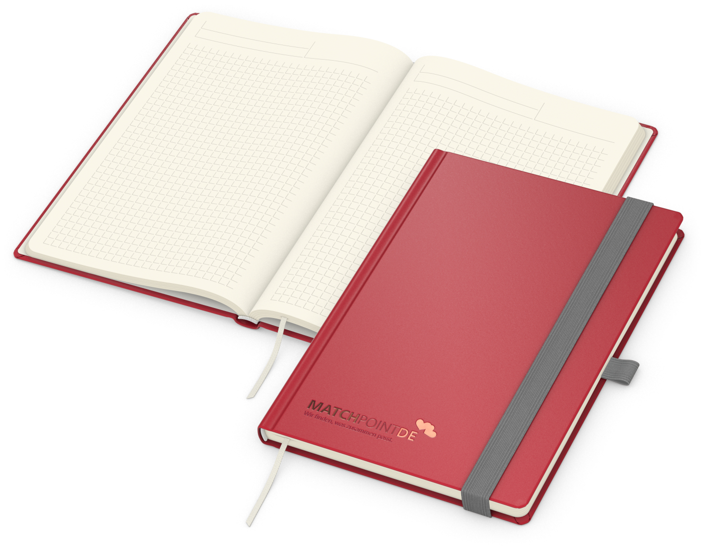 Notizbuch Vision-Book Creme Bestseller, A5, rot inkl. Kupferprägung