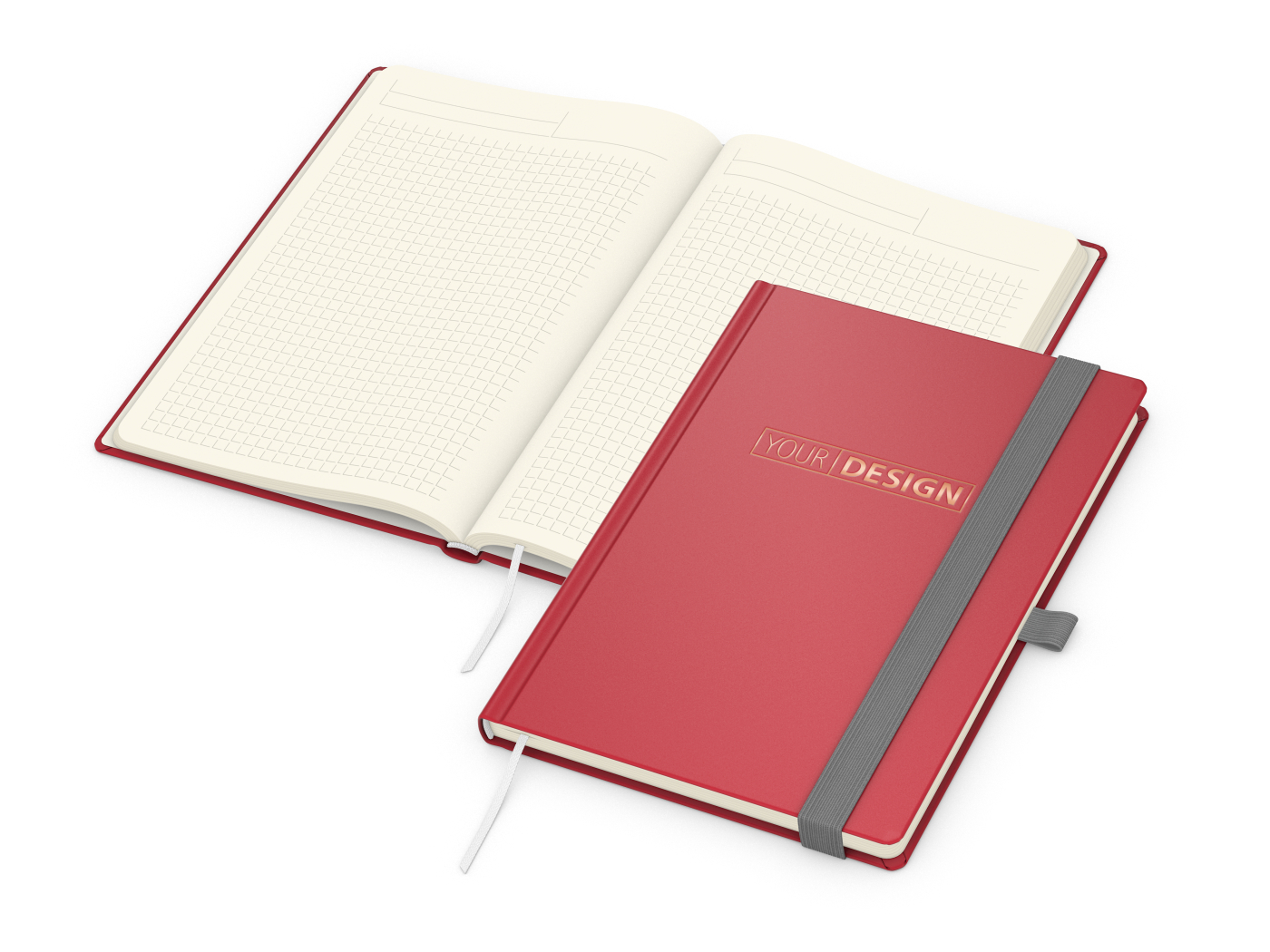 Notizbuch Vision-Book Creme Bestseller, A5, rot inkl. Kupferprägung
