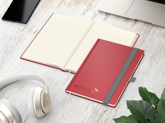 Notizbuch Vision-Book Creme Bestseller, A5, rot inkl. Kupferprägung