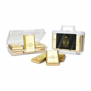 Geschenkartikel: Du bist Gold wert - Goldkoffer mit 12 Schokoladen Goldbarren (120 g) 2K1724