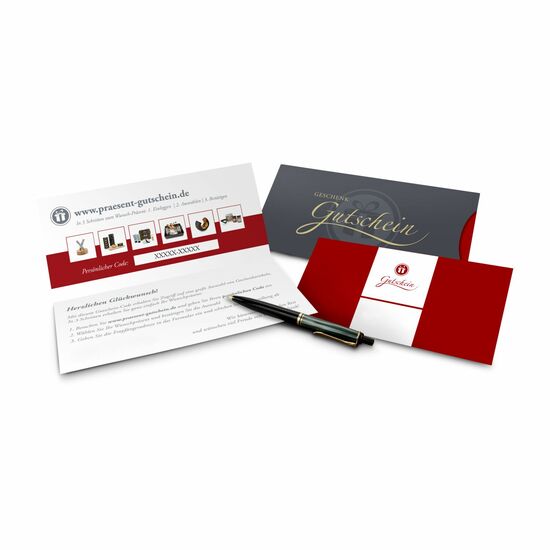 Geschenkgutschein Rot in Holzkiste, 10 € für Präsent-, Lifestyle- und Wellnessartikel 2K9110
