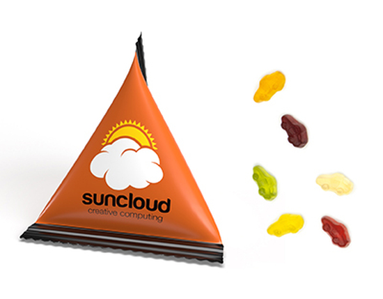 Mini Tetraeder Fruchtgummi 10 g Auto Standard-Folie weiß