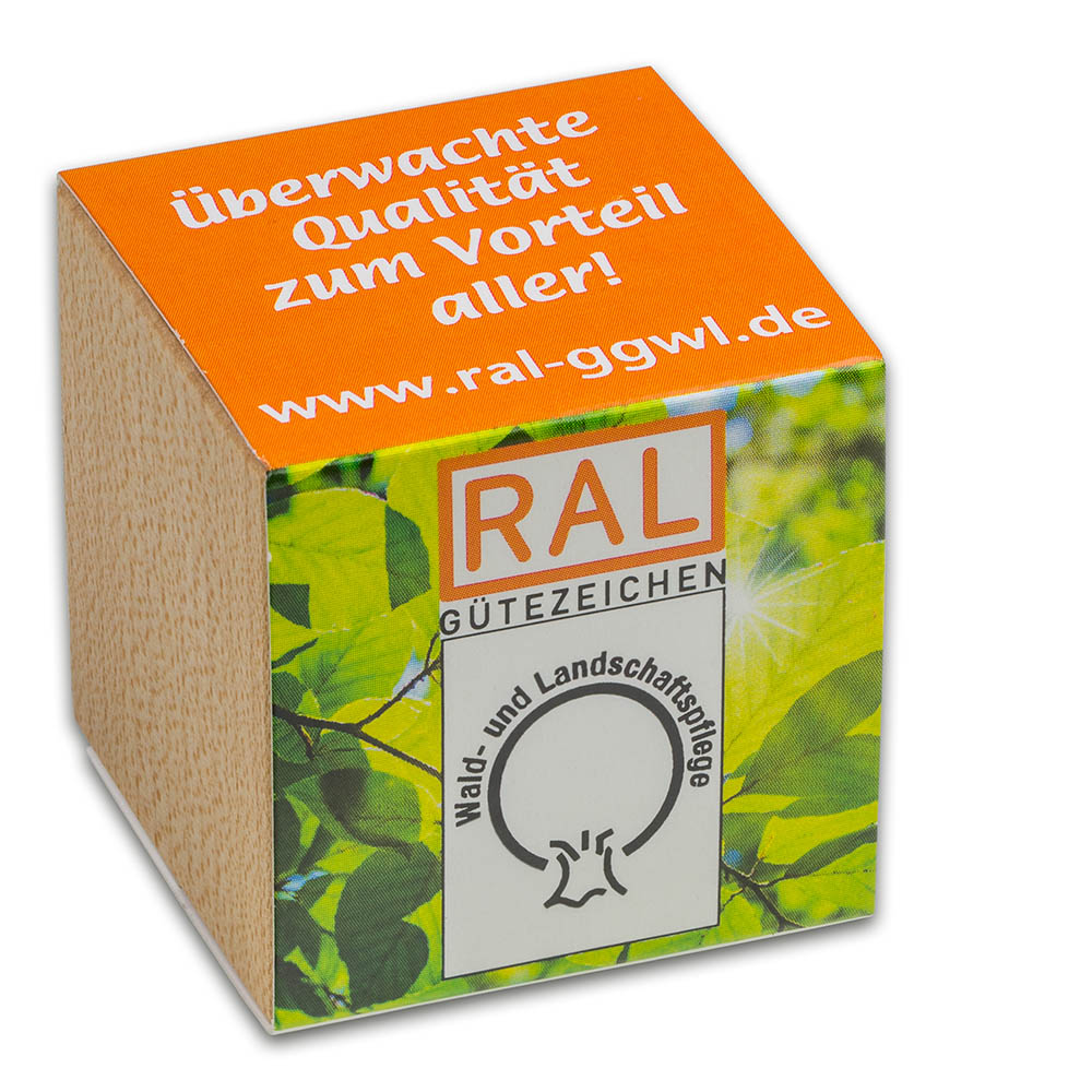 Pflanz-Holz mit Samen (Graspapier-Banderole) - Gewürzpaprika, 1 Seite gelasert