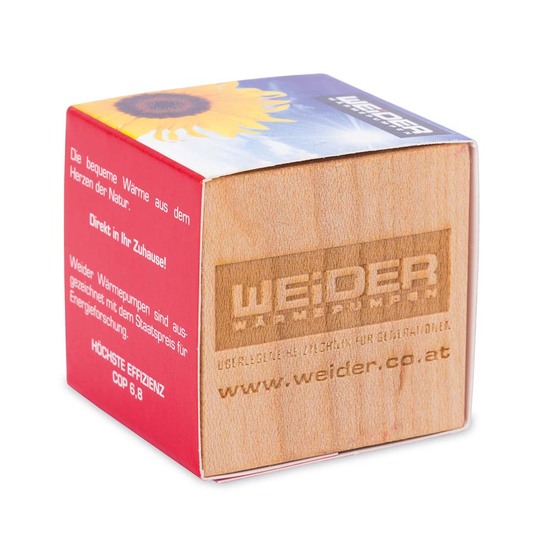 Pflanz-Holz Magnet mit Samen - Sonnenblume, 2 Seiten gelasert