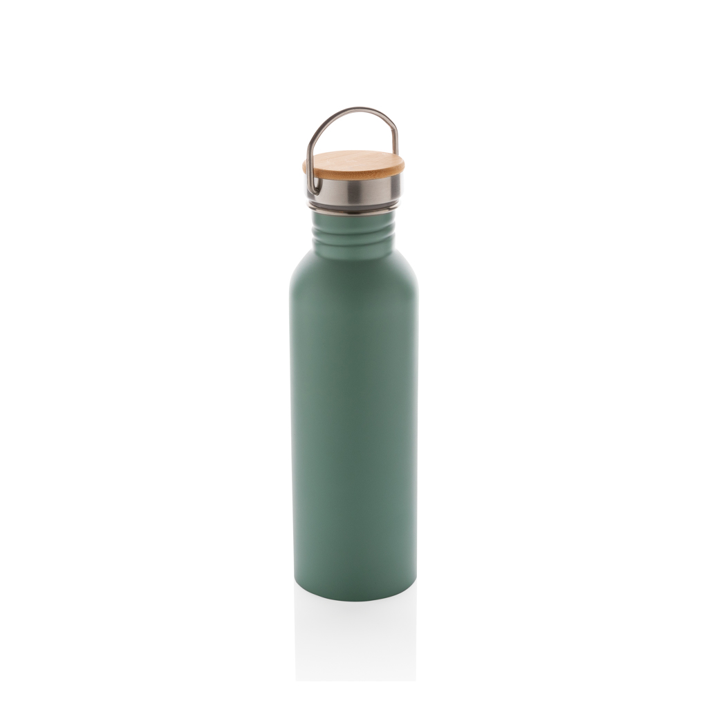 Moderne Stainless-Steel Flasche mit Bambusdeckel
