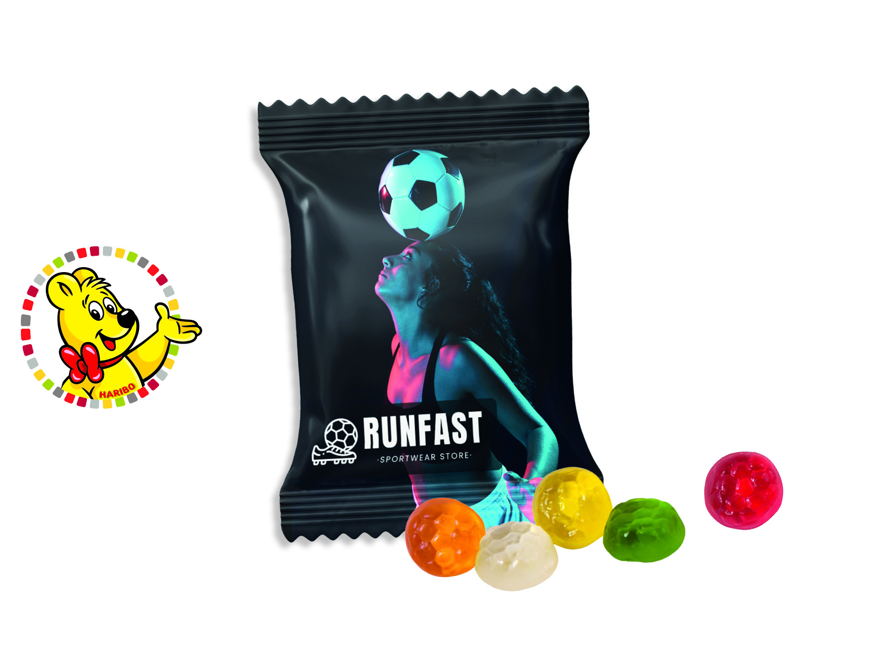 HARIBO Standardformen Werbetüte, Inhalt: HARIBO Fussbälle ca. 10 g