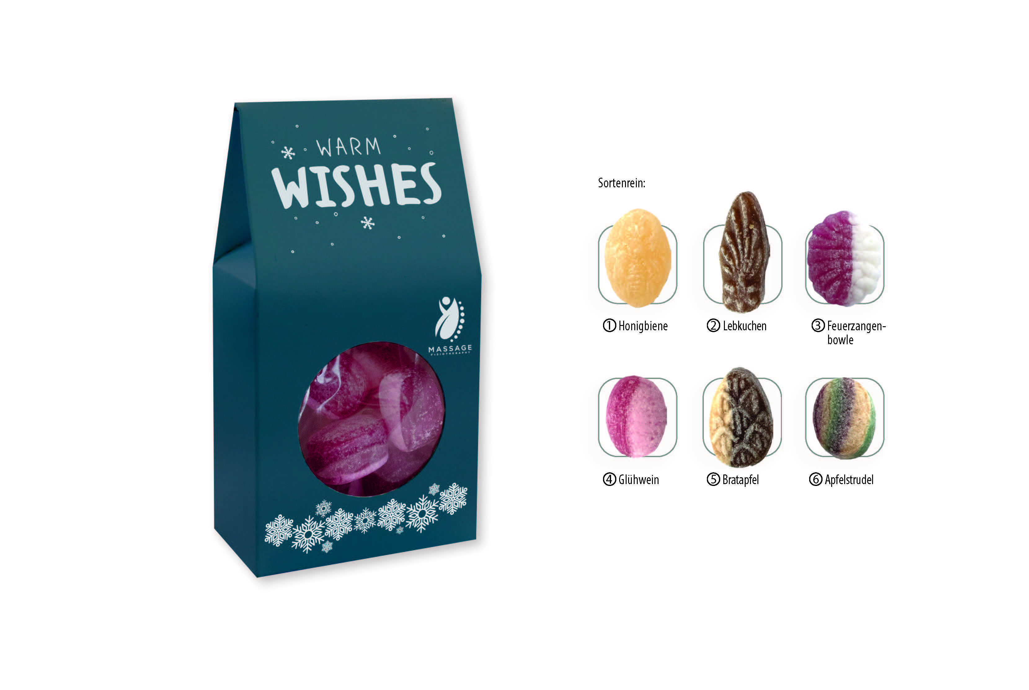 Beutelschachtel mit Weihnachtsbonbons, Inhalt: Bonbon Lebkuchen ca. 60 g