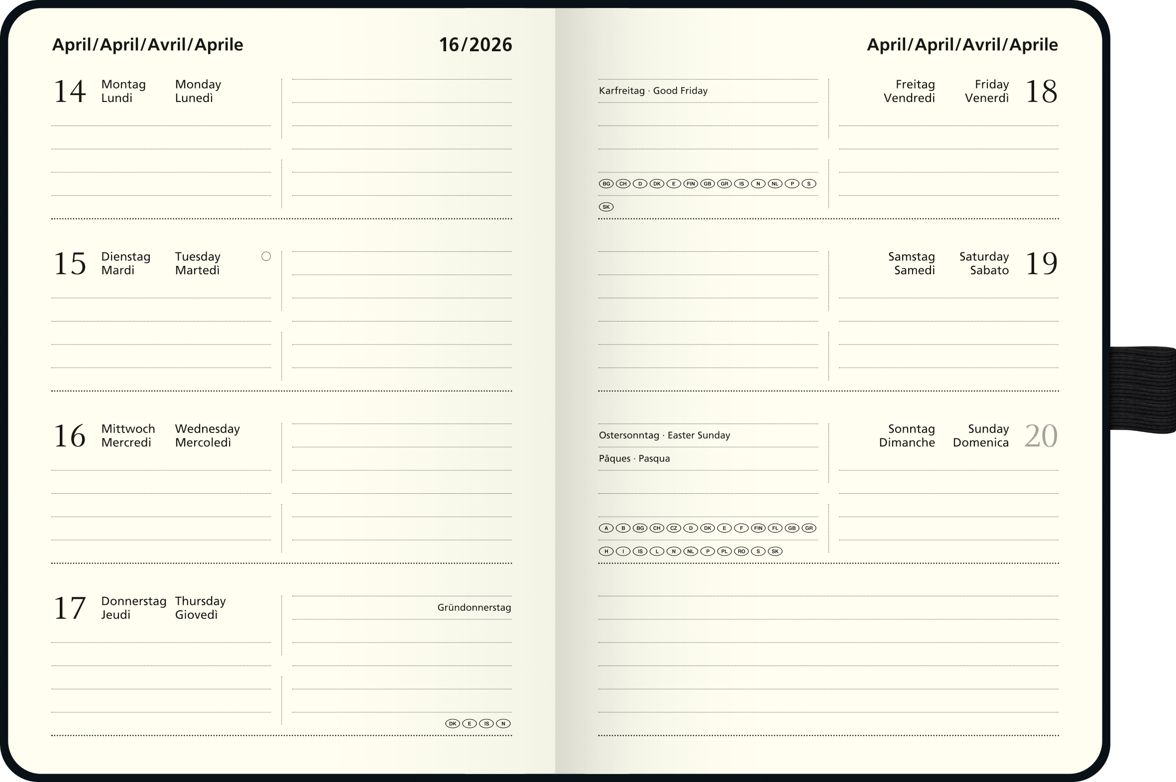 Taschenkalender "Kompagnon" Modell 732 66, schwarz