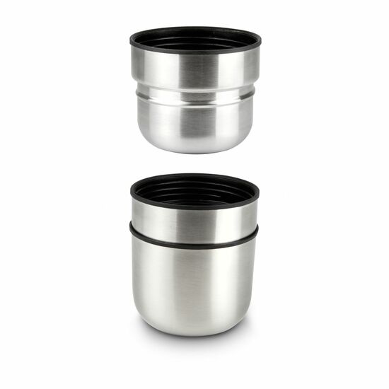 ROMINOX® Isolierkanne // Cup in Cup - mit 2 Deckeln - Silber