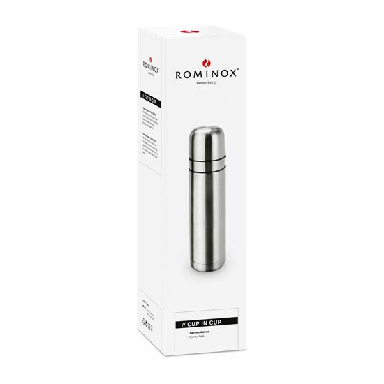 ROMINOX® Isolierkanne // Cup in Cup - mit 2 Deckeln - Silber