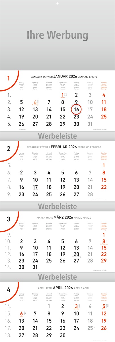 Viermoantsplaner Future-quattro rot