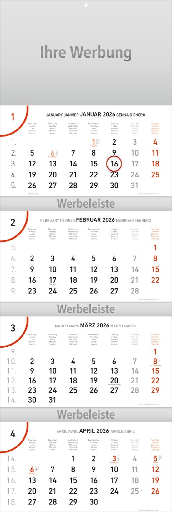 Viermoantsplaner Future-quattro rot