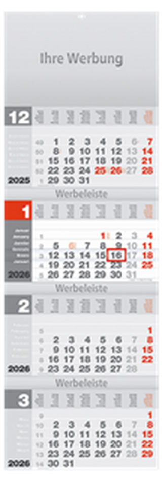 4-Monatskalender Design-quattro rot