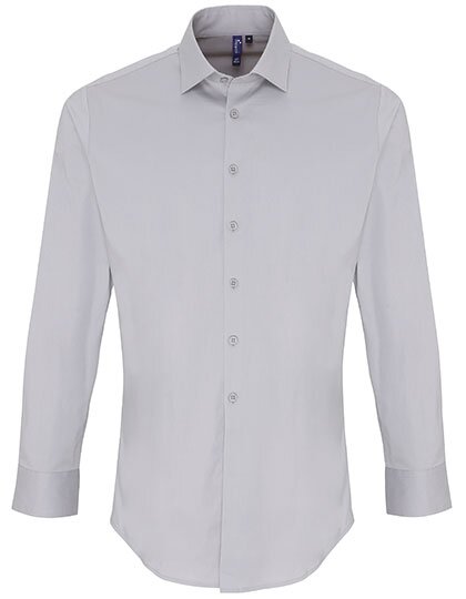 Mens Stretch Fit Poplin Long Sleeve Cotton Shirt