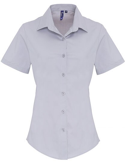 Ladies Stretch Fit Poplin Short Sleeve Cotton Shirt