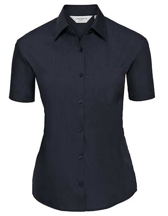Ladies` Short Sleeve Classic Polycotton Poplin Shirt